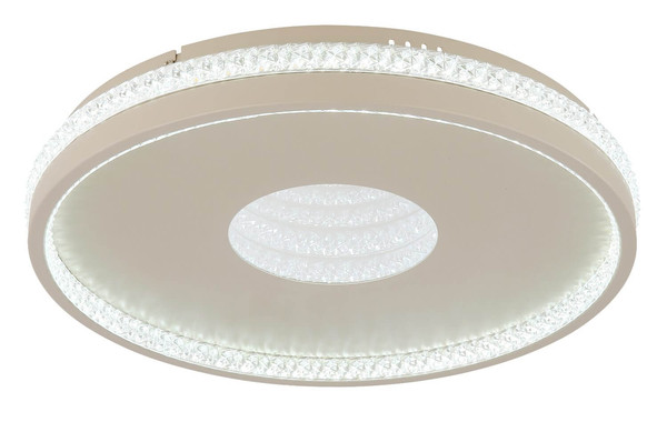 Globo LED Deckenleuchte Shirley 30W dimmbar Fernbedienung CCT warm-/tageslichtweiss Sandfarben matt klar Metall Kunststoffkristalle Ø41cm