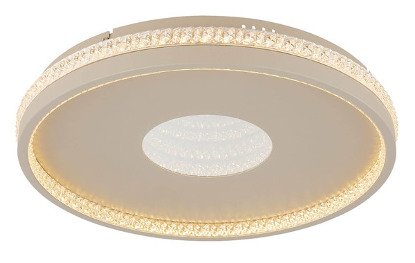 Globo LED Deckenleuchte Shirley 30W dimmbar Fernbedienung CCT warm-/tageslichtweiss Sandfarben matt klar Metall Kunststoffkristalle Ø41cm