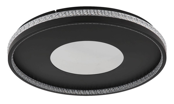 Globo LED Deckenleuchte Shirley 40W dimmbar Fernbedienung CCT warm-/tageslichtweiss Schwarz matt klar Metall Kunststoffkristalle Ø50,5cm