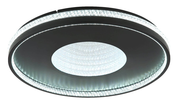 Globo LED Deckenleuchte Shirley 40W dimmbar Fernbedienung CCT warm-/tageslichtweiss Schwarz matt klar Metall Kunststoffkristalle Ø50,5cm