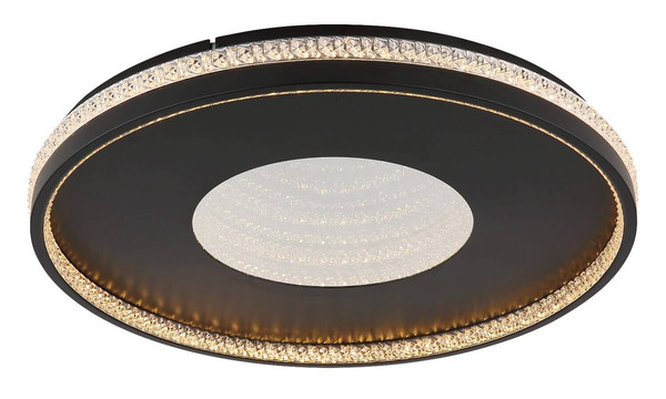 Globo LED Deckenleuchte Shirley 40W dimmbar Fernbedienung CCT warm-/tageslichtweiss Schwarz matt klar Metall Kunststoffkristalle Ø50,5cm