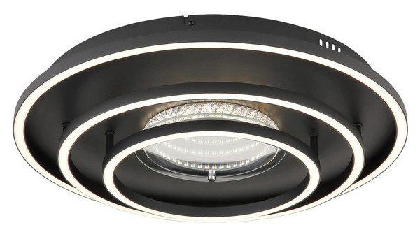 Globo LED Deckenleuchte Lawanda 40W CCT warm-/neutral-/tageslichtweiss Schwarz matt Metall Aluminium Ø51cm