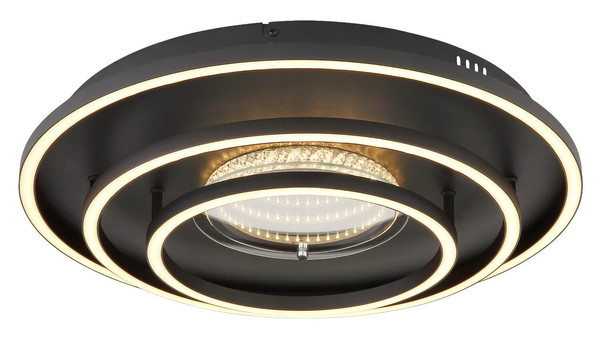Globo LED Deckenleuchte Lawanda 40W CCT warm-/neutral-/tageslichtweiss Schwarz matt Metall Aluminium Ø51cm