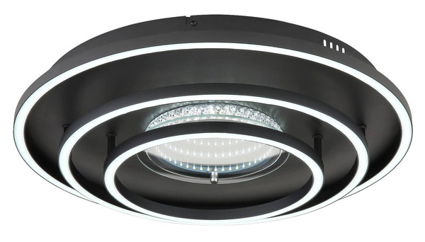 Globo LED Deckenleuchte Lawanda 40W CCT warm-/neutral-/tageslichtweiss Schwarz matt Metall Aluminium Ø51cm