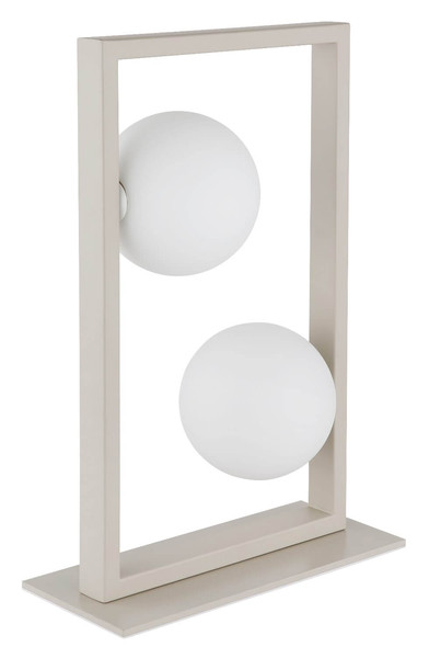 Globo Tischleuchte Nanda 2-flammig G9 Sandfarben matt opal Metall Glaskugeln 40x28cm