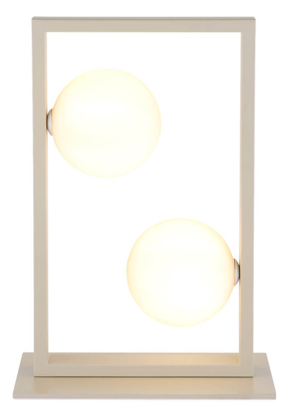 Globo Tischleuchte Nanda 2-flammig G9 Sandfarben matt opal Metall Glaskugeln 40x28cm