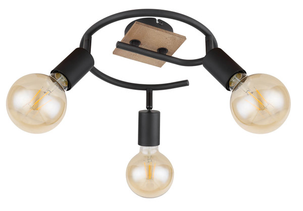 Globo Martha E27 Strahler 3-fach 40W Schwarz, Metall Ø4,3cm 54008-3H