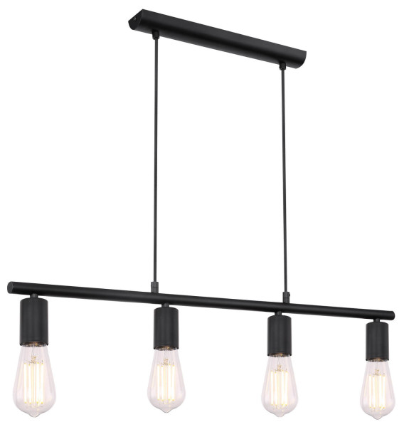 Globo Martha E27 Hängeleuchte 4-fach 60W Schwarz, Metall 120cm 54008-4H