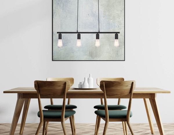 Globo Martha E27 Hängeleuchte 4-fach 60W Schwarz, Metall 120cm 54008-4H