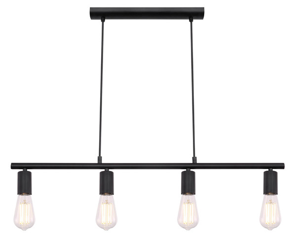 Globo Martha E27 Hängeleuchte 4-fach 60W Schwarz, Metall 120cm 54008-4H