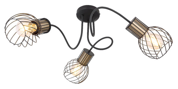 Globo Deckenleuchte Argusto 3-flammig E27 Schwarz matt Metall Ø60cm