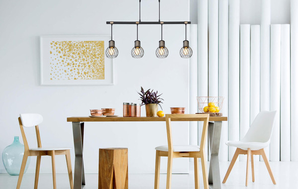 Globo Argusto E27 Hängeleuchte 4-fach 40W Schwarz Matt, Metall Ø12cm 54013-4H