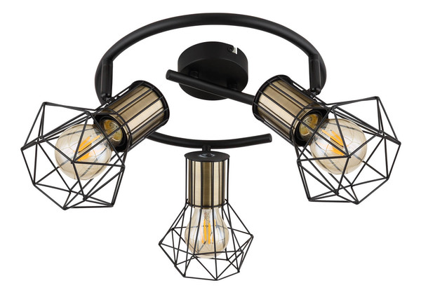 Globo Priska E27 Strahler 3-fach 40W Schwarz Matt, Metall Ø13cm 54017-3M