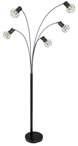 Globo Priska E27 Stehleuchte 5-fach 40W Schwarz Matt, Metall Ø13cm 54017S