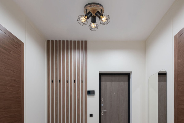 Globo Priska E27 Strahler 3-fach 60W Schwarz, Metall Ø12cm 54017W-3