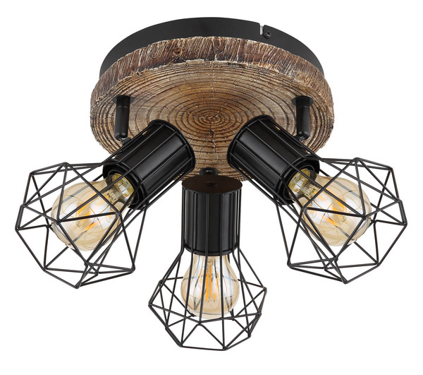 Globo Priska E27 Strahler 3-fach 60W Schwarz, Metall Ø12cm 54017W-3