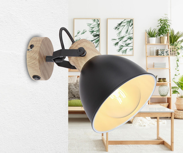 Globo Wiho E27 Strahler 40W Schwarz, Metall Ø15cm 54018-1S