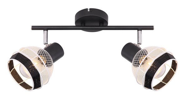 Globo Griddy E27 Strahler 2-fach 40W Schwarz Matt, Metall Ø12,2cm 54022-2