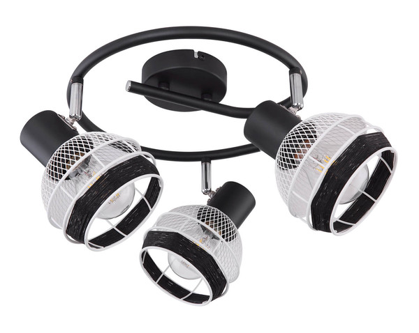 Globo Griddy E27 Strahler 3-fach 40W Schwarz Matt, Metall Ø12,2cm 54022-3