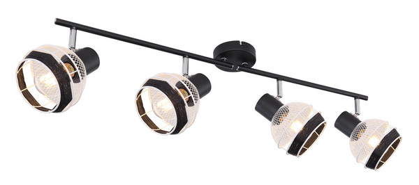 Globo Griddy E27 Strahler 4-fach 40W Schwarz Matt, Metall Ø12,2cm 54022-4