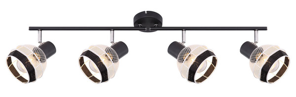 Globo Griddy E27 Strahler 4-fach 40W Schwarz Matt, Metall Ø12,2cm 54022-4