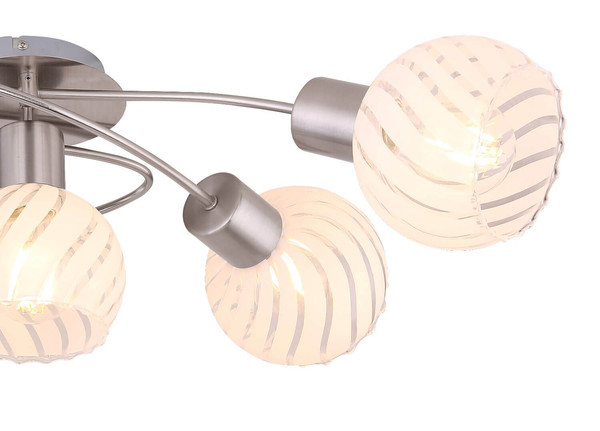 Globo Deckenleuchte Willy 5-flammig E27 Nickel matt Metall Glas 69x43cm