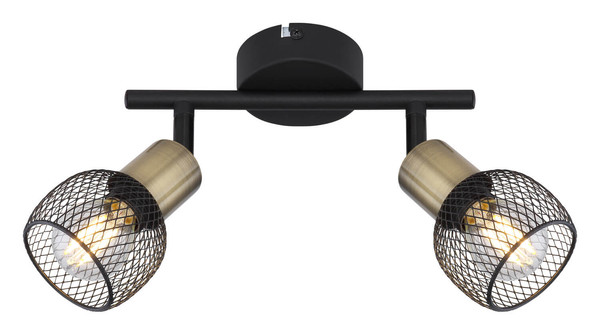 Globo Fiastra E14 Strahler 2-fach 40W Schwarz Matt, Metall 14cm 54028-2