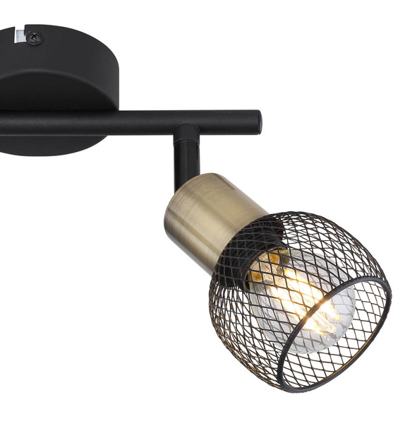 Globo Fiastra E14 Strahler 2-fach 40W Schwarz Matt, Metall 14cm 54028-2