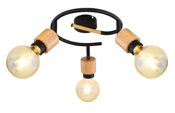 Globo Strahler Jorna 3-flammig E27 Schwarz matt Metall Ø25cm