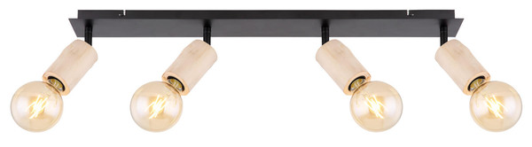 Globo Joseba E27 Strahler 4-fach 60W Schwarz Matt, Metall 18cm 54032-4