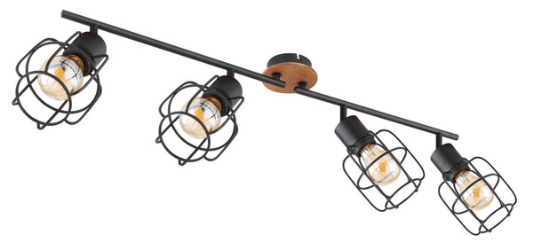 Globo Willa E27 Strahler 4-fach 40W Schwarz, Metall Ø11cm 54037-4