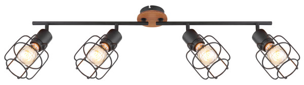Globo Willa E27 Strahler 4-fach 40W Schwarz, Metall Ø11cm 54037-4