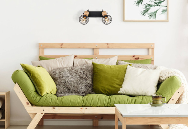 Globo Lacky E27 Strahler 2-fach 60W Schwarz Matt, Metall Ø12cm 54039-2