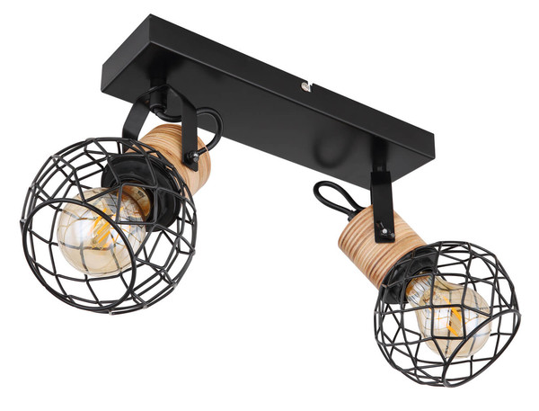 Globo Lacky E27 Strahler 2-fach 60W Schwarz Matt, Metall Ø12cm 54039-2