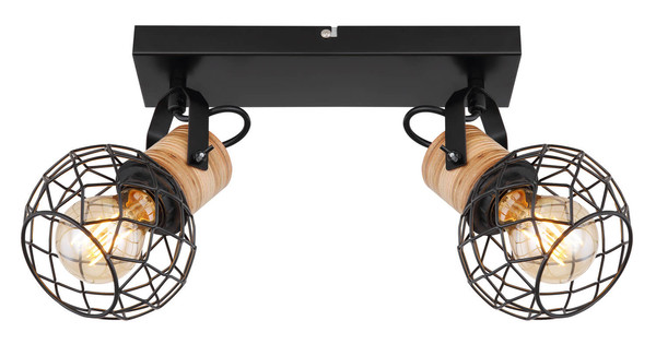 Globo Lacky E27 Strahler 2-fach 60W Schwarz Matt, Metall Ø12cm 54039-2