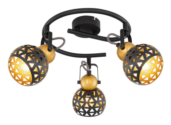 Globo Sarra E14 Strahler 3-fach 40W Schwarz Matt, Metall Ø10cm 54055-3