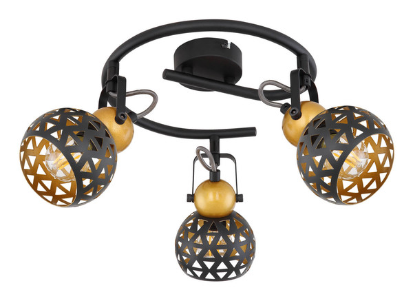 Globo Sarra E14 Strahler 3-fach 40W Schwarz Matt, Metall Ø10cm 54055-3