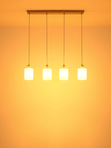 Globo Pendelleuchte Trent 4-flammig E27 Sandfarben matt Metall Glas 120x70cm