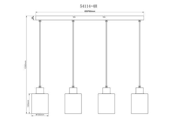 Globo Pendelleuchte Trent 4-flammig E27 Sandfarben matt Metall Glas 120x70cm