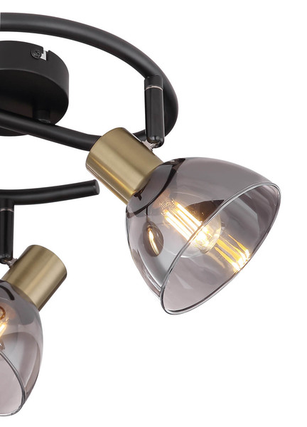 Globo Jay E14 Strahler 3-fach 25W Schwarz, Metall Ø11cm 54305-3