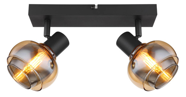 Globo Tokki E14 Strahler 2-fach 40W Schwarz Matt, Metall Ø10,5cm 54309-2B