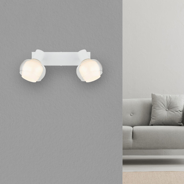 Globo Tokki E14 Strahler 2-fach 40W Weiß Matt, Metall Ø10,5cm 54309-2W