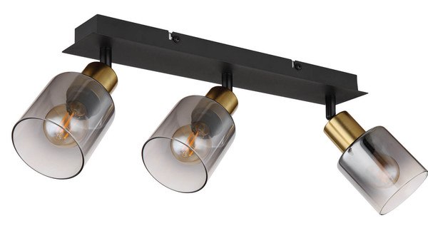 Globo Hollsy E14 Strahler 3-fach 25W Schwarz Matt, Metall Ø8cm 54310-3