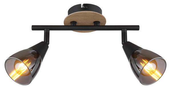 Globo Mubby E14 Strahler 2-fach 25W Schwarz Matt, Metall Ø7,2cm 54311-2