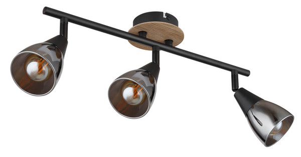 Globo Mubby E14 Strahler 3-fach 25W Schwarz Matt, Metall Ø7,2cm 54311-3