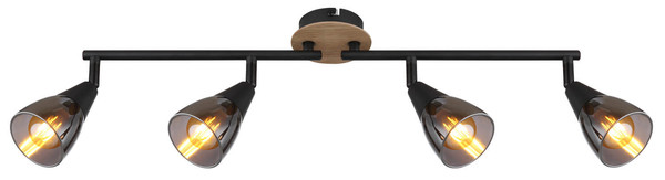 Globo Mubby E14 Strahler 4-fach 25W Schwarz Matt, Metall Ø7,2cm 54311-4