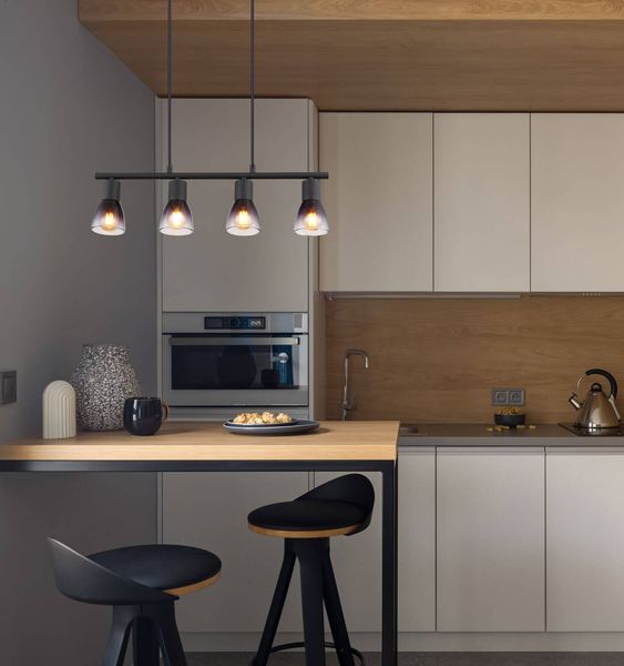 Globo Satella Hängeleuchte 4-fach Schwarz Matt, Metall Ø7,2cm 54312-4H