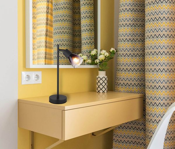 Globo Satella Tischleuchte Schwarz Matt, Metall Ø7,2cm 54312T