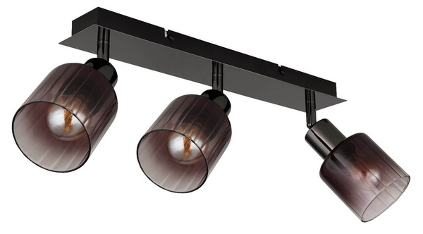 Globo Strahler Satella 3-flammig E14 Schwarz-chrom kupferfarben Metall Glas 40x18cm
