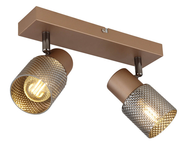 Globo Satella E14 Strahler 2-fach 40W Kaffeefarben Matt, Metall Ø7cm 54314-2